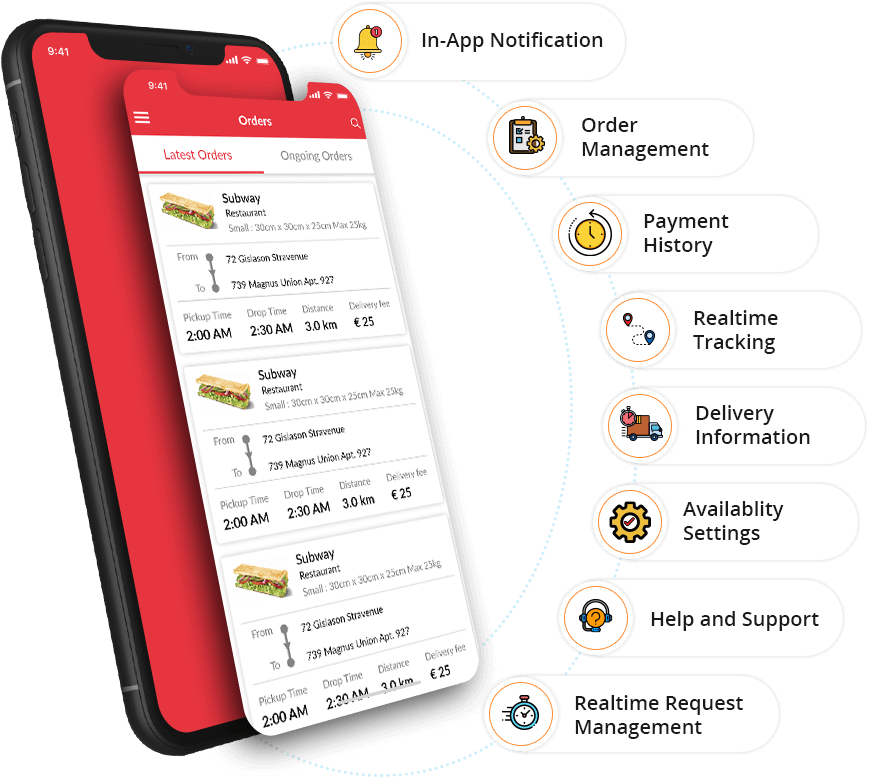 Driver App Features - Food Ordering App