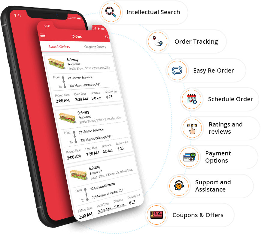 User App Features - Food Ordering App