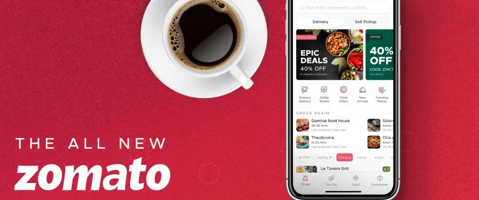 zomato -app for food delivery